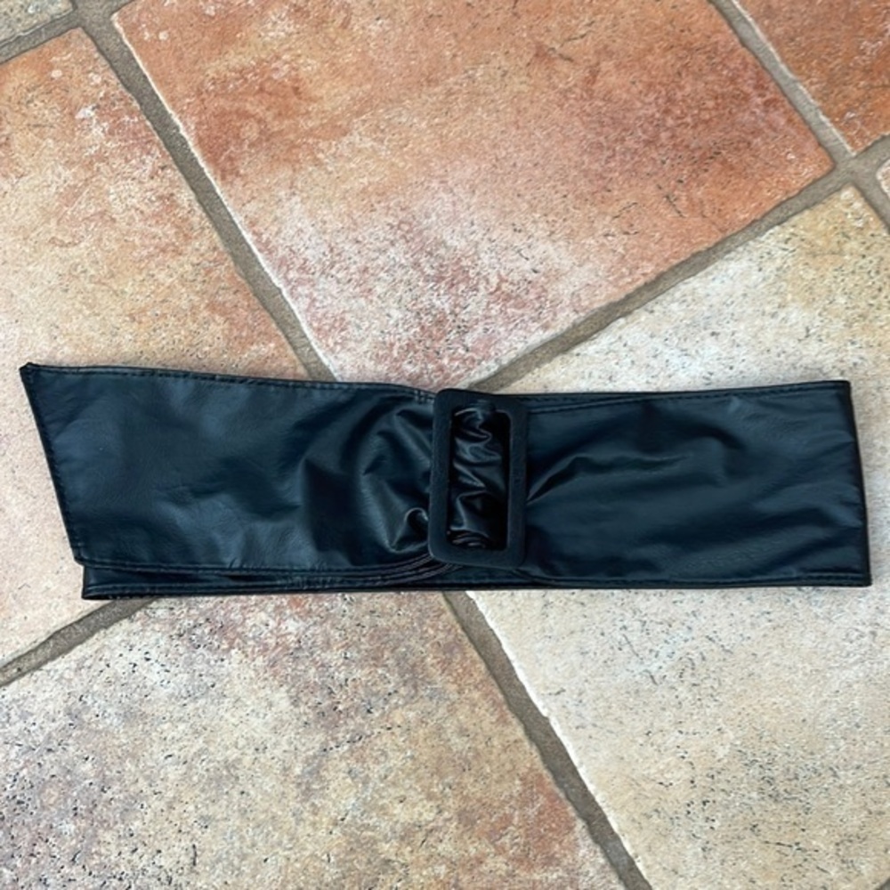 Faux leather wide belt